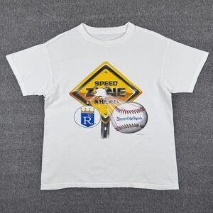 Vintage Kansas City Royals T-Shirt Men's Large White Speed Zone MLB Baseball 90s